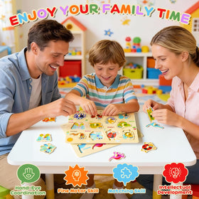 MerryPony dinosaur peg puzzle sparks curiosity with vivid illustrations.