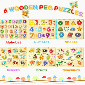 MerryPony shape peg puzzle promotes shape recognition through touch.