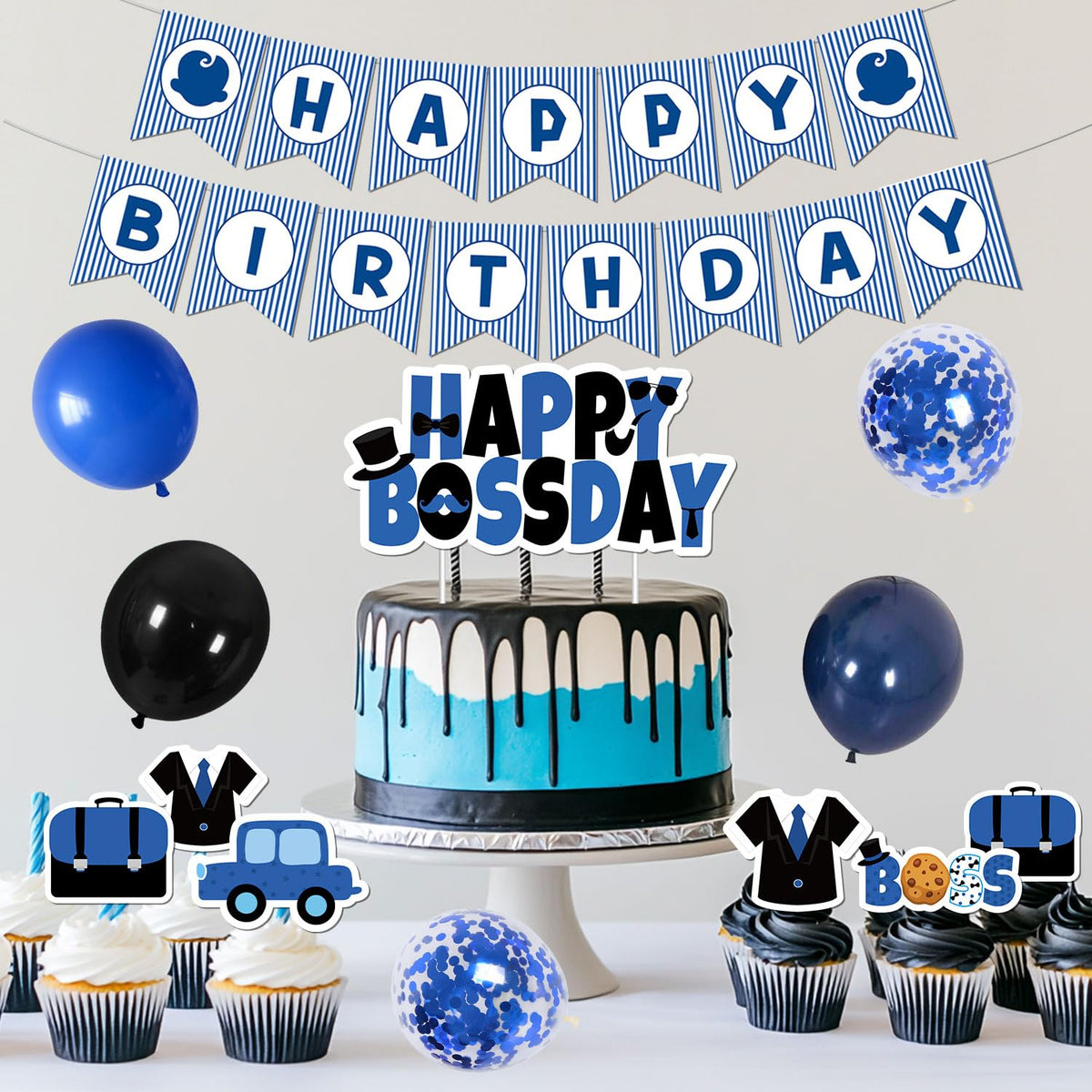 Merrystorm Boss Baby cake toppers add charm to the cake table.
