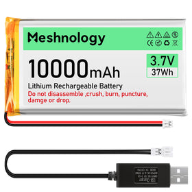 Meshnology 3.7V 10000mAh battery powering a compact project for longer run times.