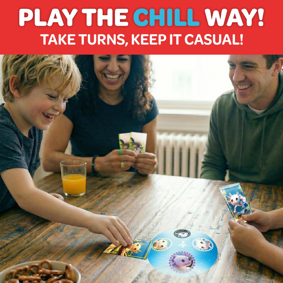 Messy Table Games A Lotta Axolotls compact box fits pockets and backpacks for travel