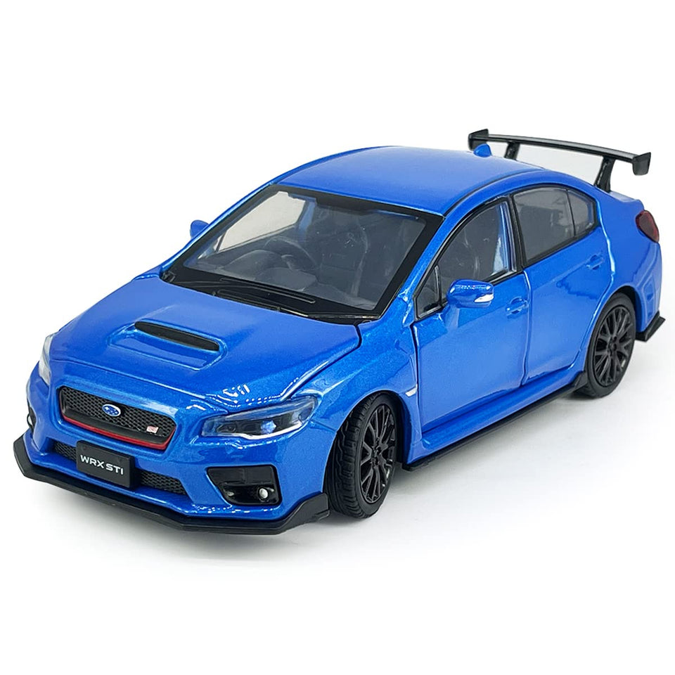 Metanyl 2016 Impreza WRX STI S207 blue diecast model front view showing detailed exterior for display