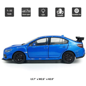 Metanyl 2016 Impreza WRX STI S207 blue diecast with doors open for interactive play and display