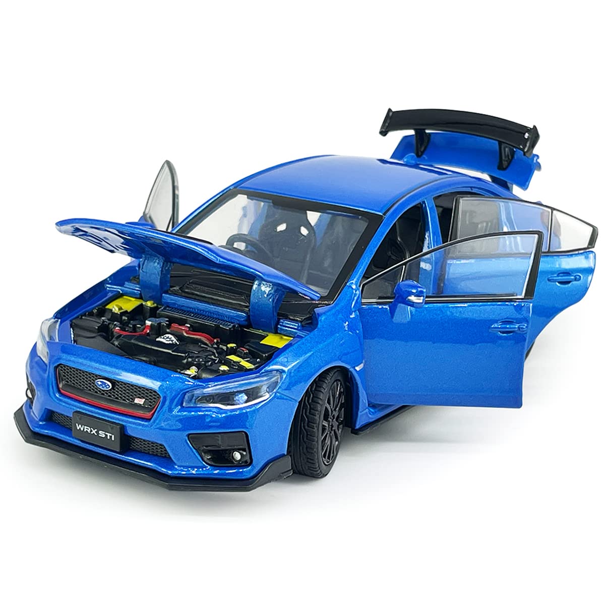 Metanyl 2016 Impreza WRX STI S207 blue diecast with hood open revealing engine detail
