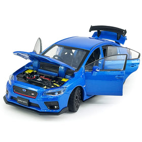 Metanyl 2016 Impreza WRX STI S207 blue diecast with hood open revealing engine detail