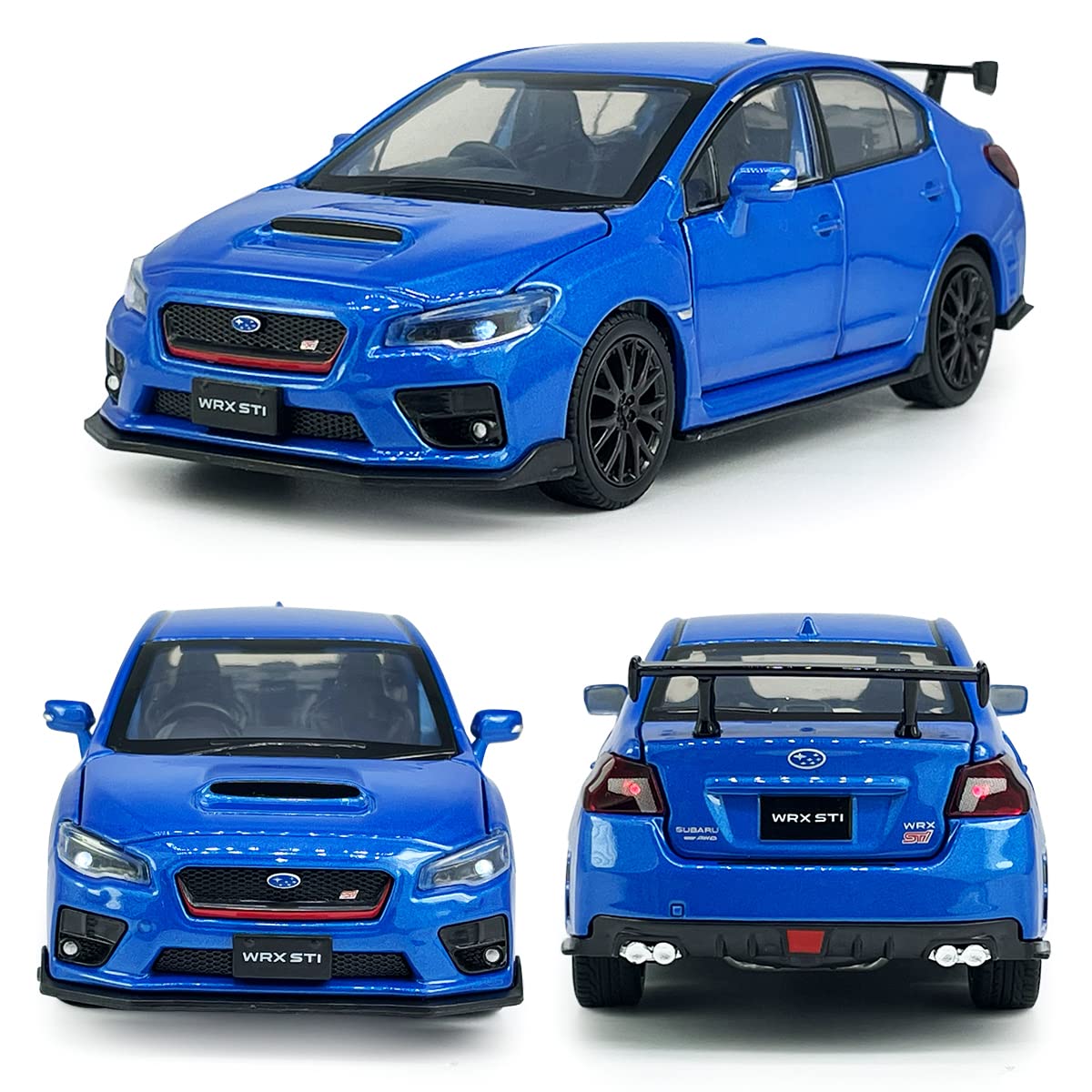 Metanyl 2016 Impreza WRX STI S207 blue diecast lit up to demonstrate realistic lighting
