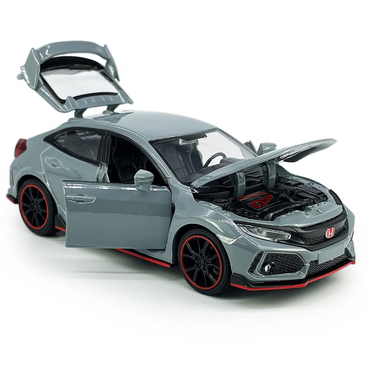 Metanyl Civic Type R toy car open hood showing interior details.