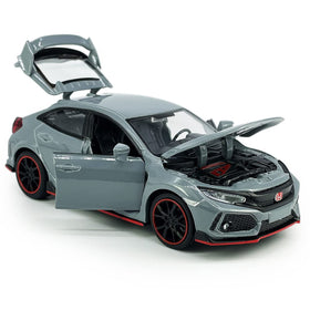 Metanyl Civic Type R toy car open hood showing interior details.