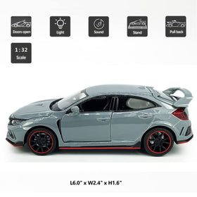 Metanyl Civic Type R diecast viewed from rear for interior detail highlight.
