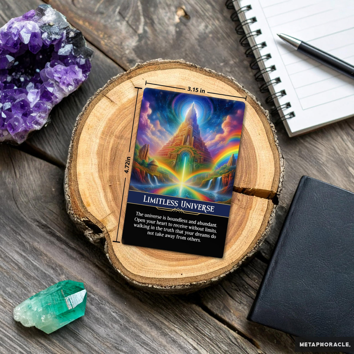 Metaphoracle Abundant Attraction rainbow card signals high-vibe possibilities