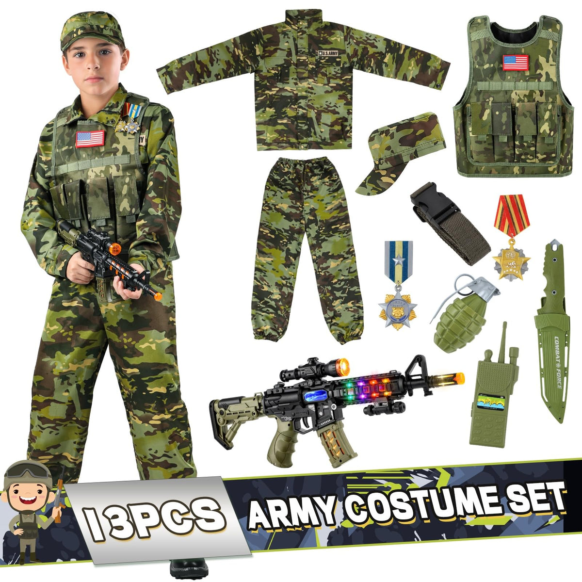Metemot Army Toys hand grenade included for realistic playtime.