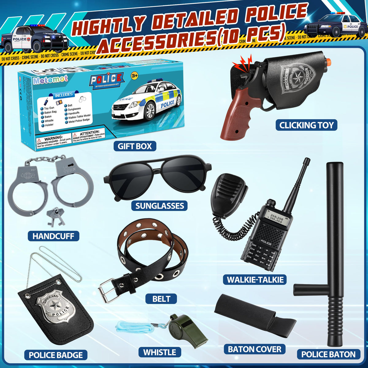 Metemot police baton with holster adds authentic costume detail