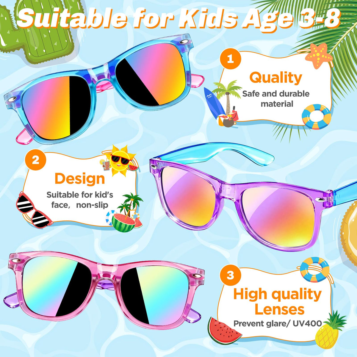 Metemot Neon Kids Sunglasses jelly translucent design in bright light