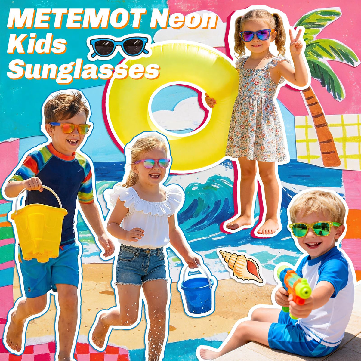 Metemot Neon Kids Sunglasses lens color shift under varying light