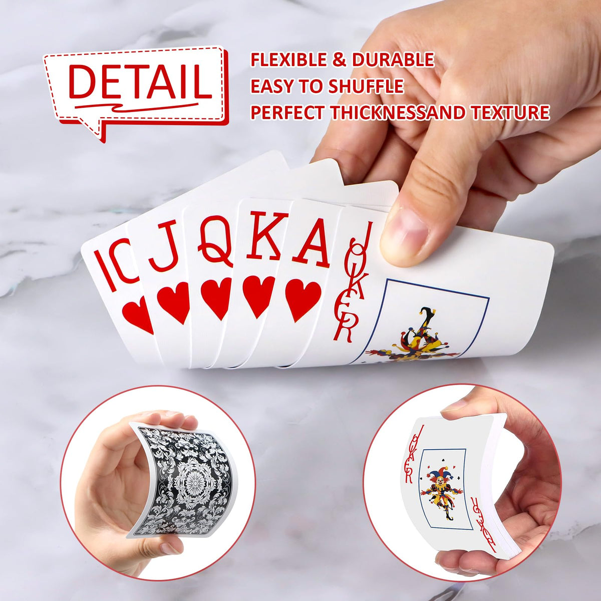 Metsyth colorful poker cards in six colors, enhancing visibility during play