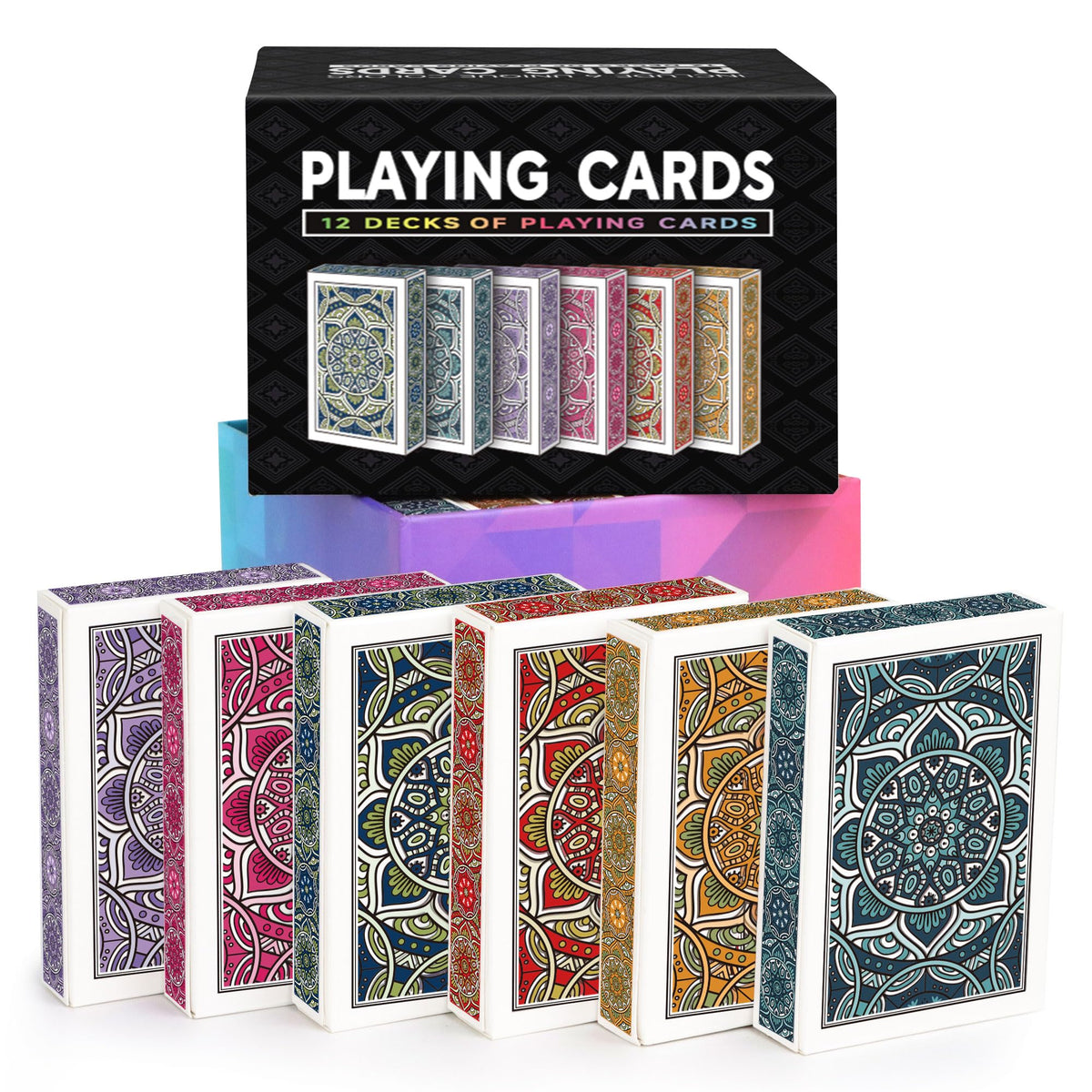 Metsyth 12-pack playing cards with colorful decks for versatile family game nights