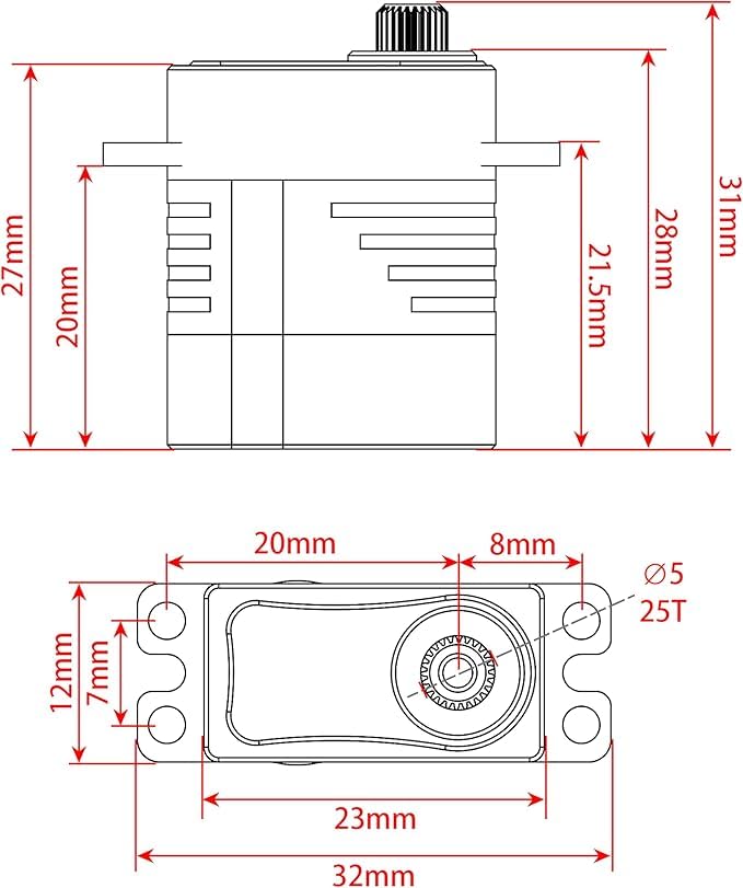 MEUS RACING 25T servo horn fits 5.0mm shaft precisely