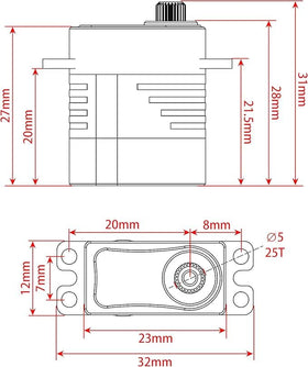 MEUS RACING 25T servo horn fits 5.0mm shaft precisely