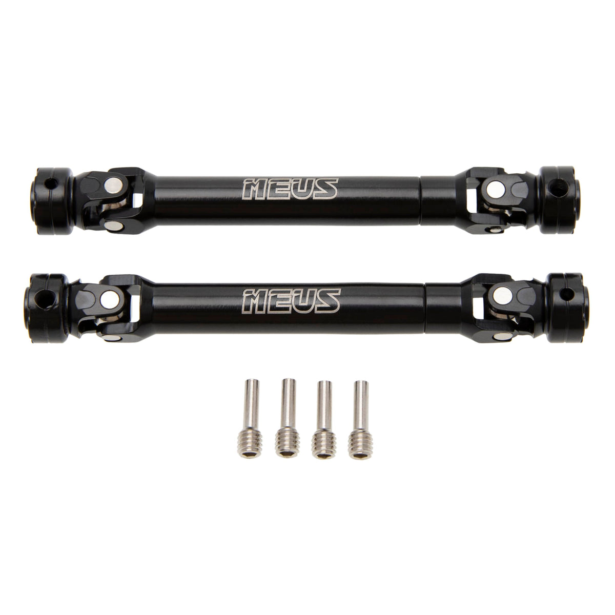 MEUS RACING SCX10 driveshafts front view shows rugged 94mm length for reliable power transfer