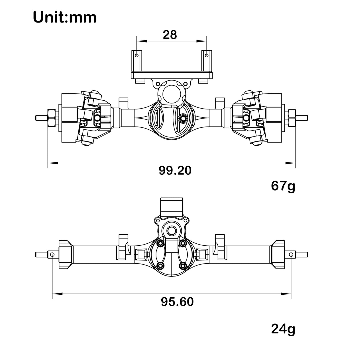 MEUS RACING 5mm nylon ISO V2 rear axles enhance durability under torque for SCX24.