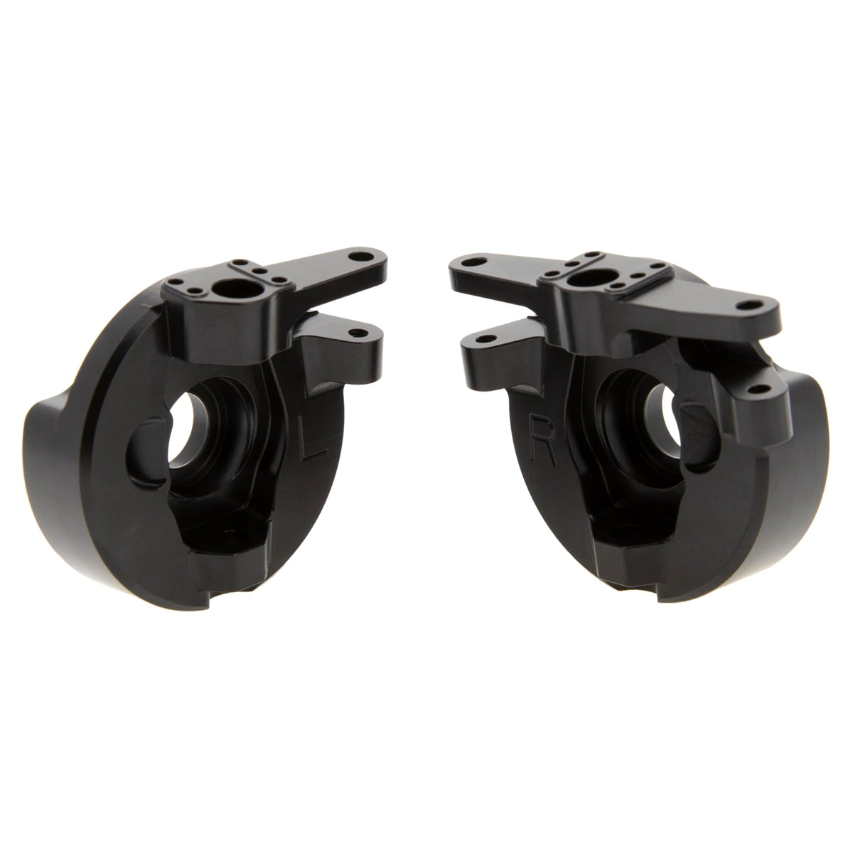MEUS RACING brass steering knuckles with black anodized finish deliver durable, corrosion-resistant aesthetics