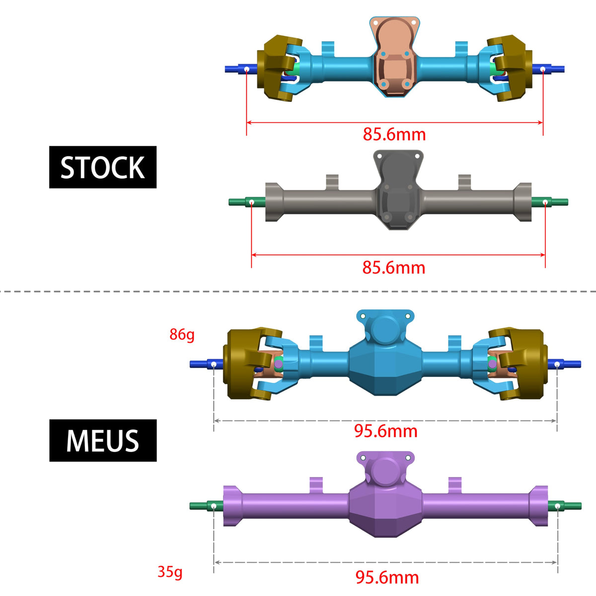 MEUS RACING adjustable servo mount enhances high-torque setup and alignment.