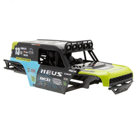 MEUS RACING MB24 green shell close-up with pre-painted finish and stickers for quick setup