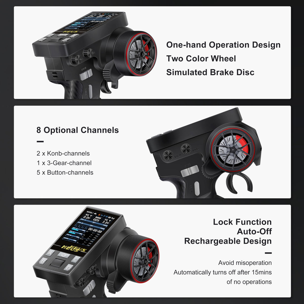 MEUS RACING ME-10B side buttons highlighting quick-channel access during races.