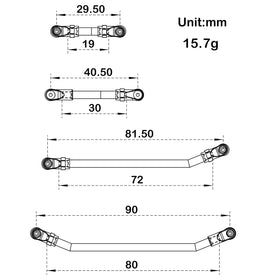 MEUS RACING Dead90 rear links 90mm extend wheelbase for Axial 1/24 SCX24