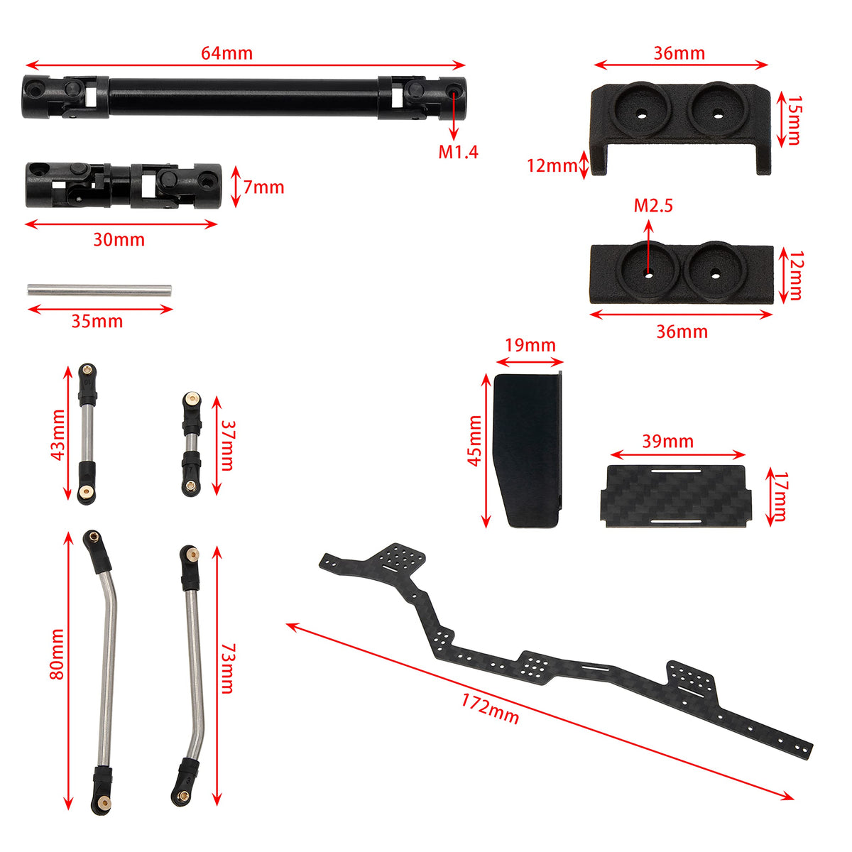 MEUS RACING SCX24 LCG carbon fiber construction enhances durability during rugged trails