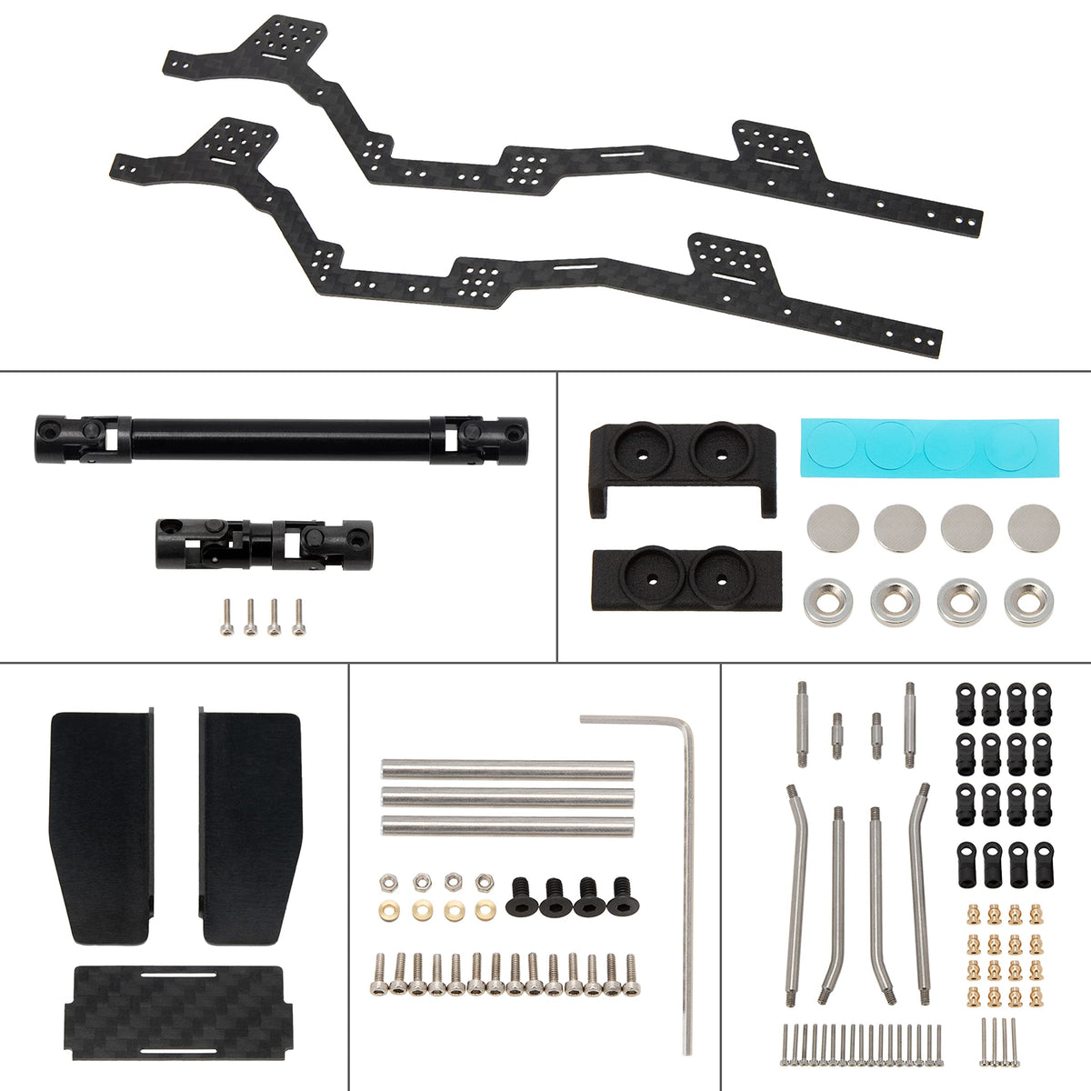MEUS RACING SCX24 LCG chassis carbon fiber with 132mm wheelbase for robust endurance