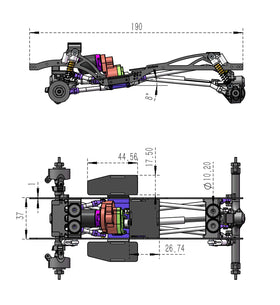 MEUS RACING SCX24 LCG chassis bolt-on install fits stock parts without modification.