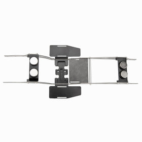 MEUS RACING SCX24 LCG chassis top view shows streamlined design for balanced handling.