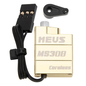 MEUS Racing coreless servo side view in brass for Axial SCX30 steering detail