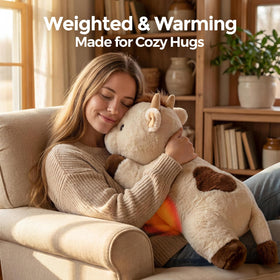 Mewaii 23-inch cow plush offering a full-body hug for couch relaxation