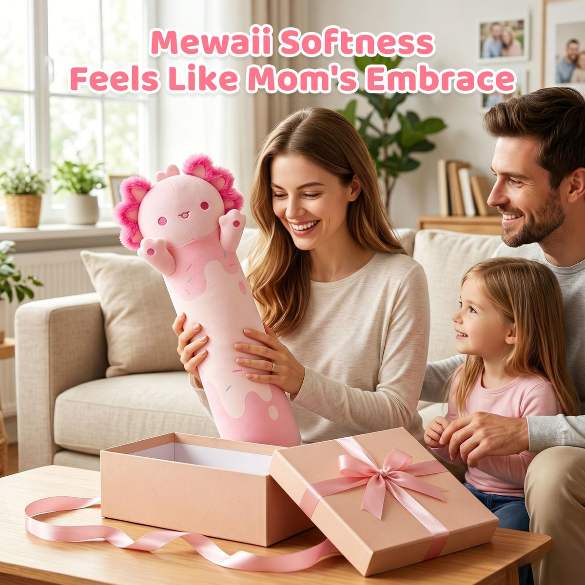 Mewaii axolotl plush 110 cm delivers long cozy hugs during movie nights