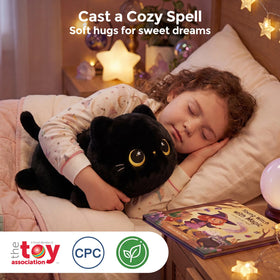 Mewaii cat plush side view ideal for cuddling at bedtime.