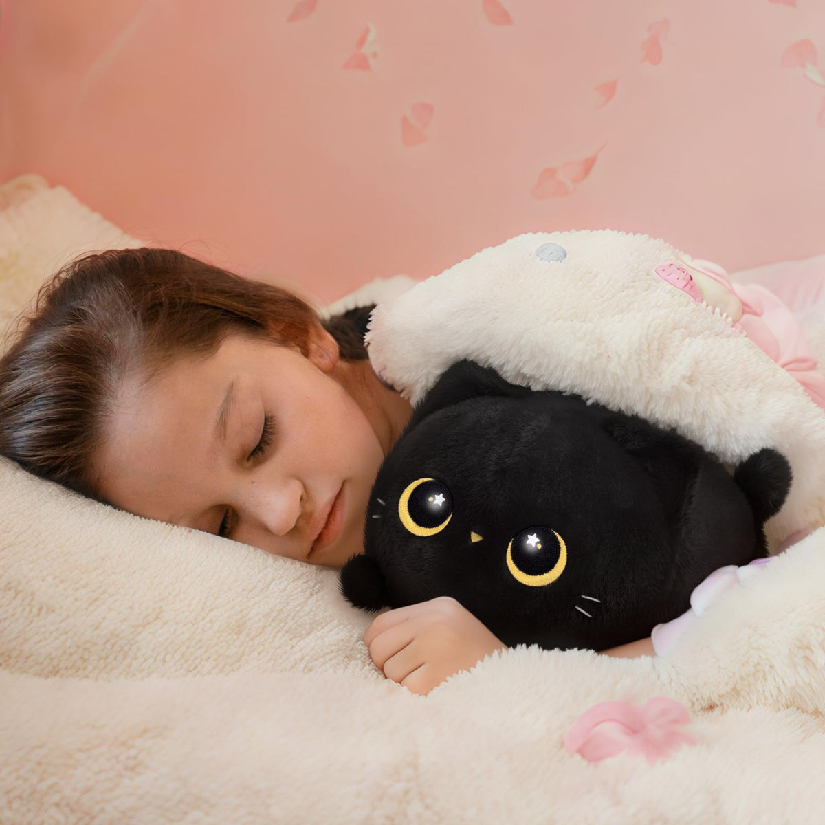 Mewaii cuddle pillow plushie ready to accompany reading or travel.