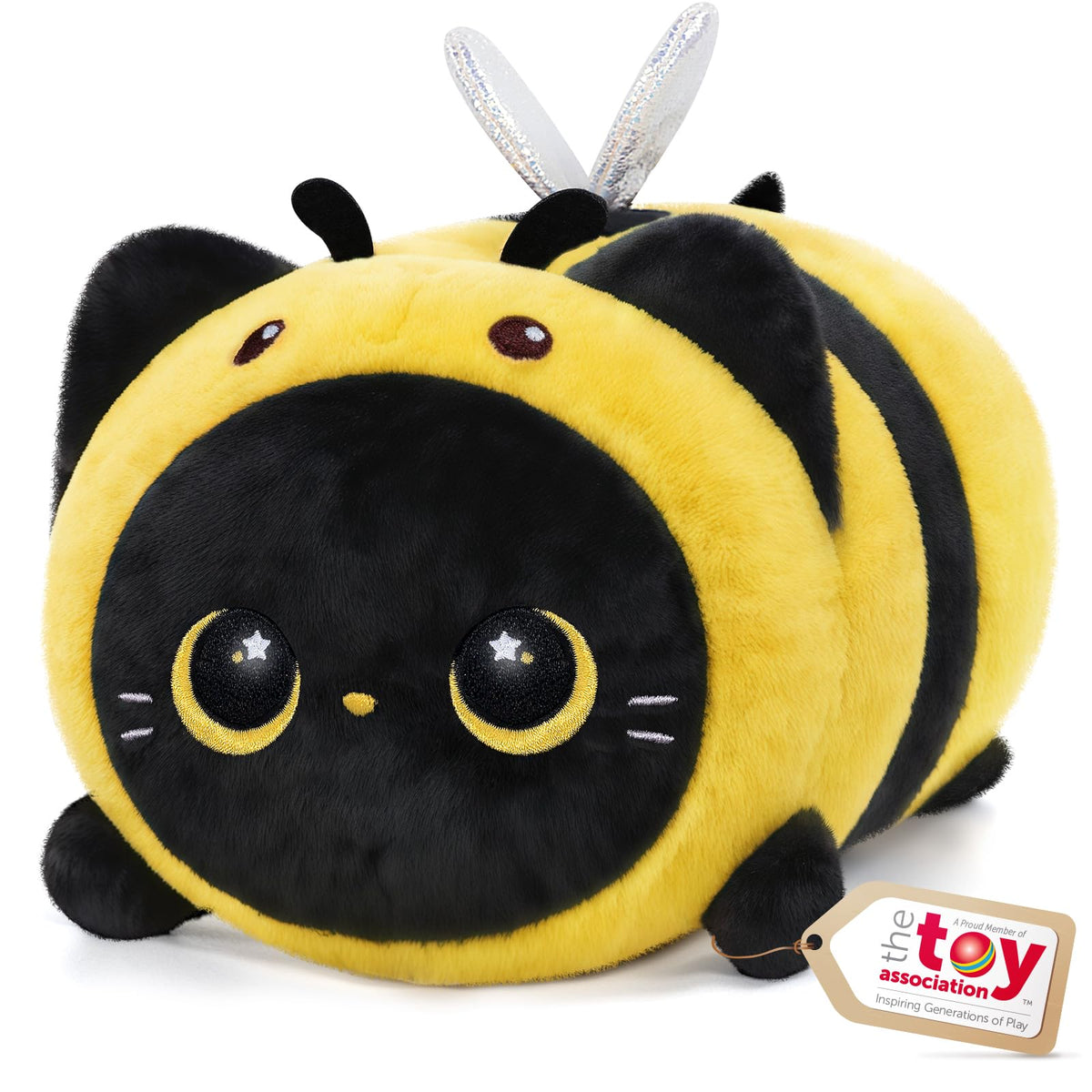 Mewaii cute black cat bee plush 16inch hero offers comforting cuddles.