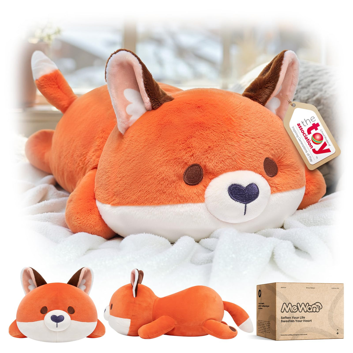 Mewaii fox plush face close-up showing soft expression for cuddling and playtime