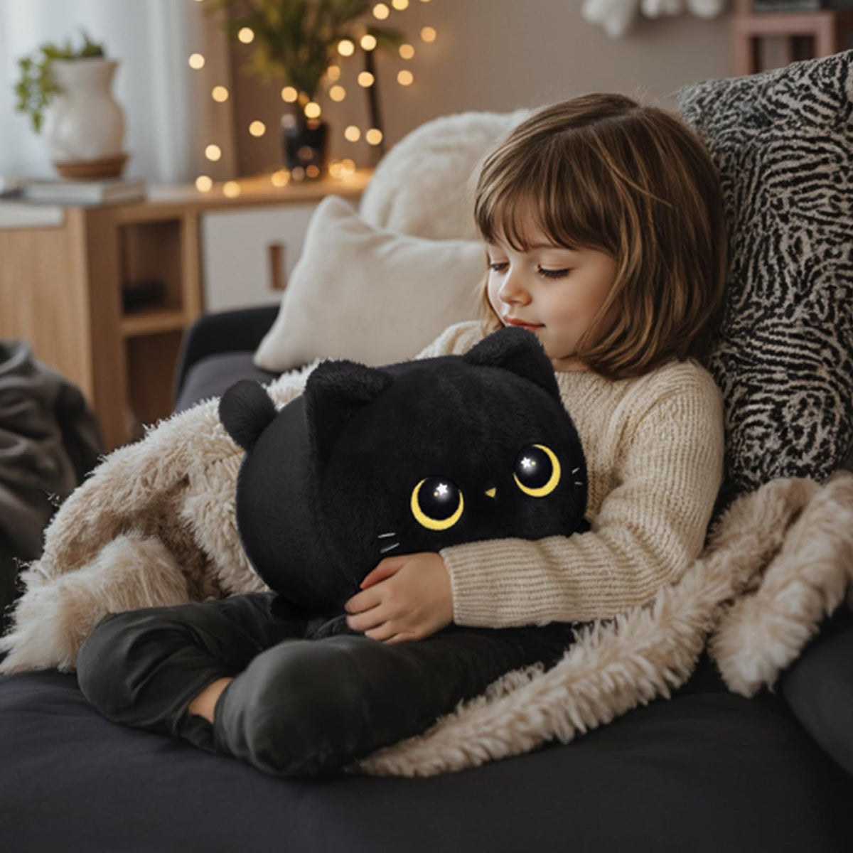 Mewaii cat plush featuring detailed embroidery for charm and character.