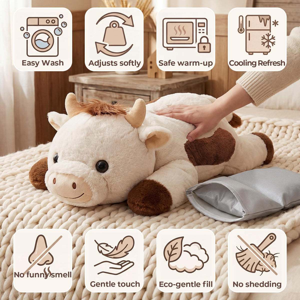 Mewaii ergonomic full-body hug design suited for laps and beds