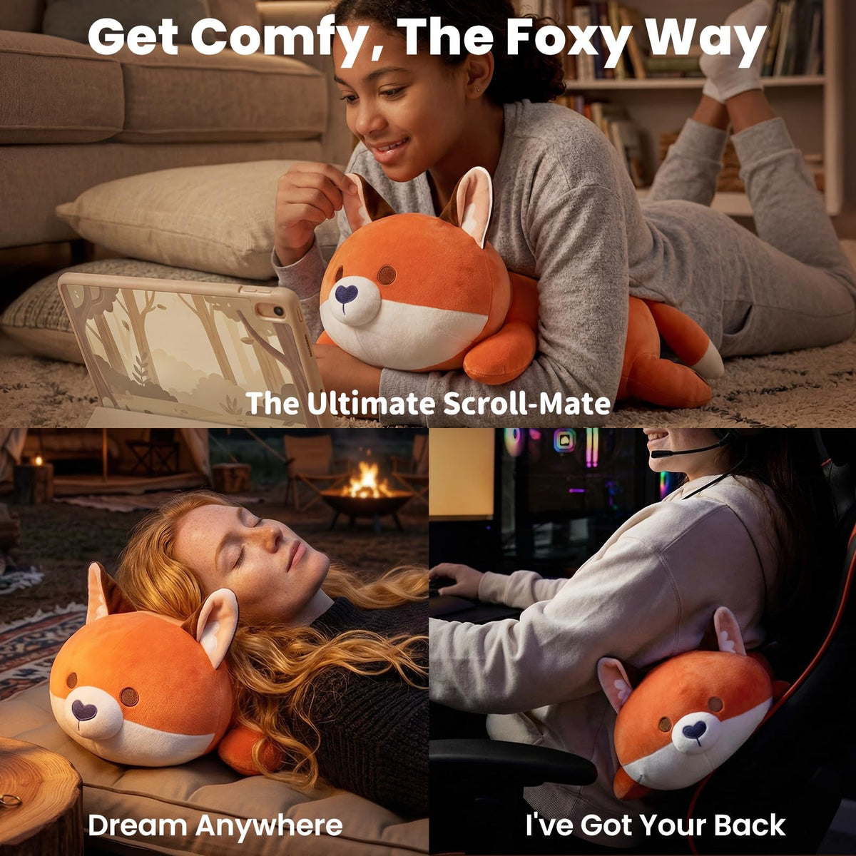 Mewaii fox plush pillow ready for bedtime stories and snuggles