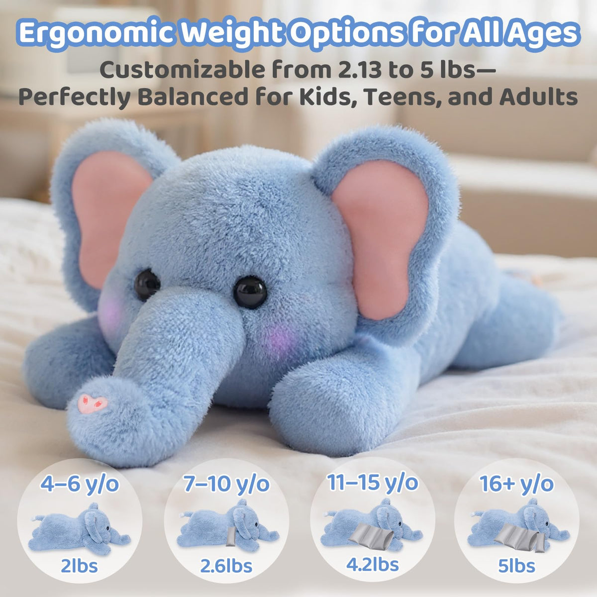 Gift-ready Mewaii weighted plush ideal for birthdays and holidays.