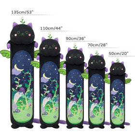 Mewaii long cat plush 135cm in soft fabric for full-body comfort.