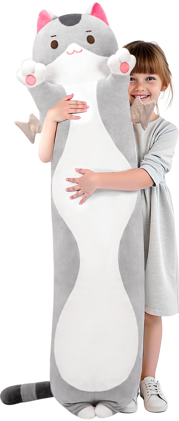 Mewaii long cat plush 36in full-body cuddle companion.