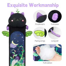 Mewaii long cat plush 70cm in soft fabric for lounging comfort.