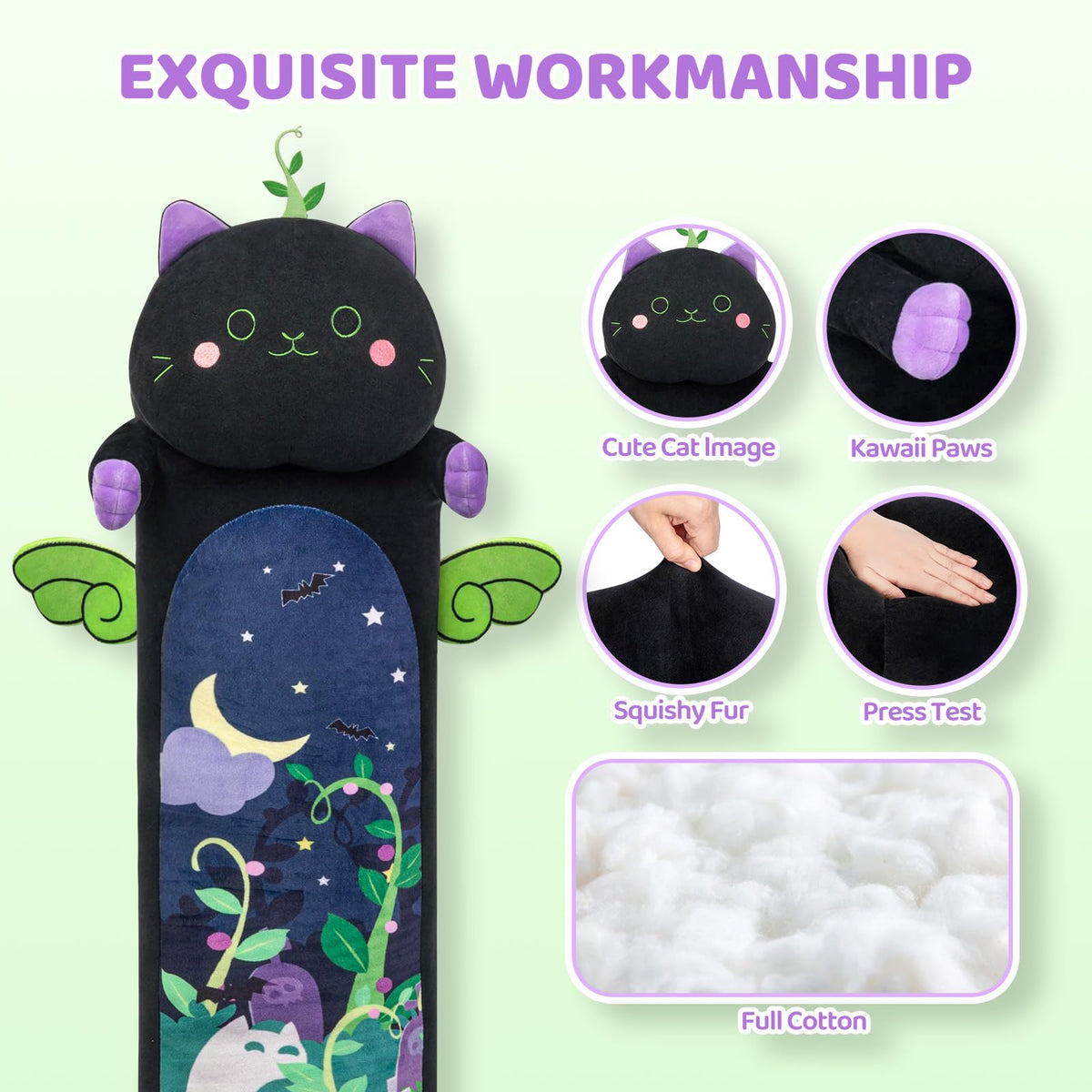 Mewaii Long Cat Plush 70cm ideal for lounging and gentle back support.