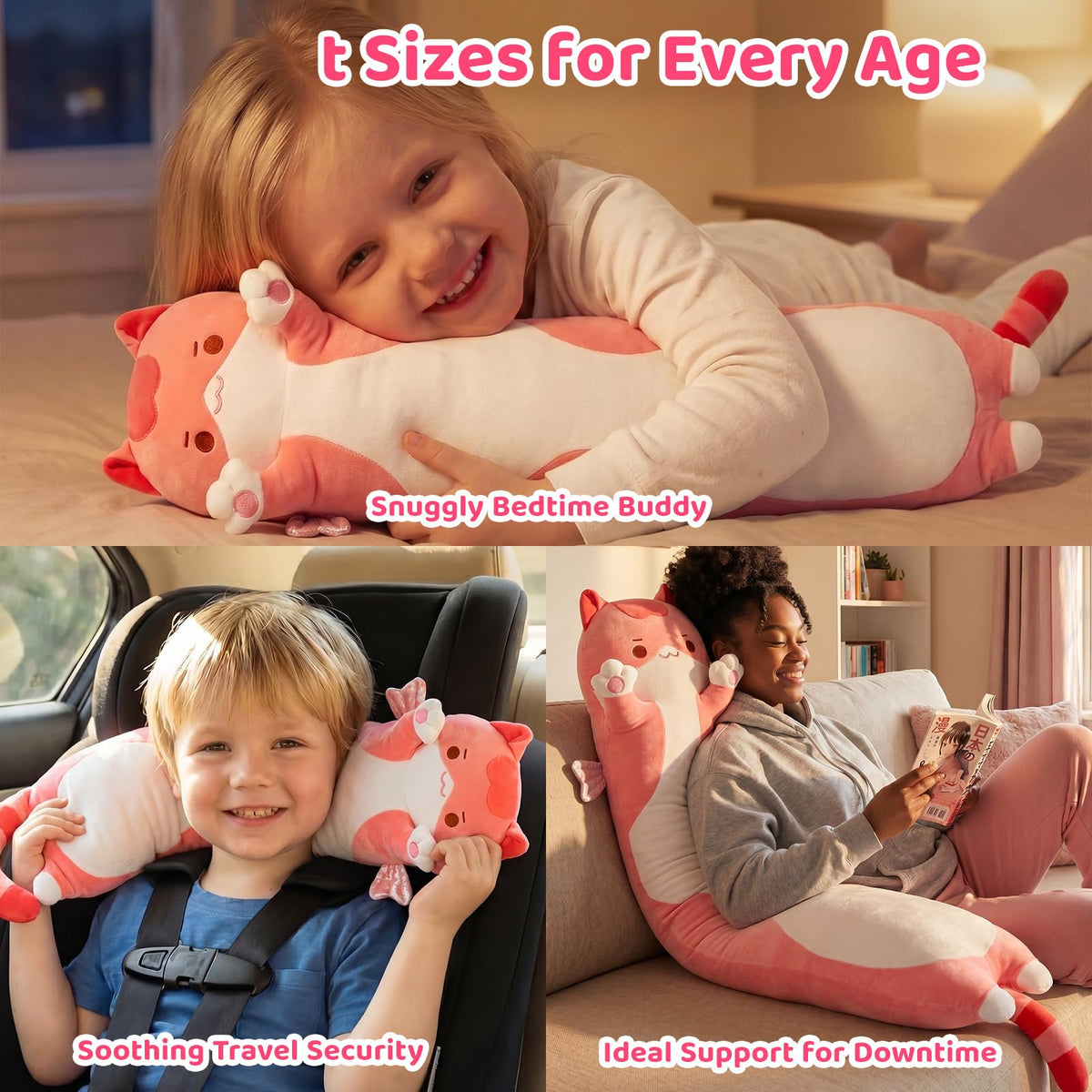 Mewaii Long Cat Plush 90cm size provides roomy full-body hug.