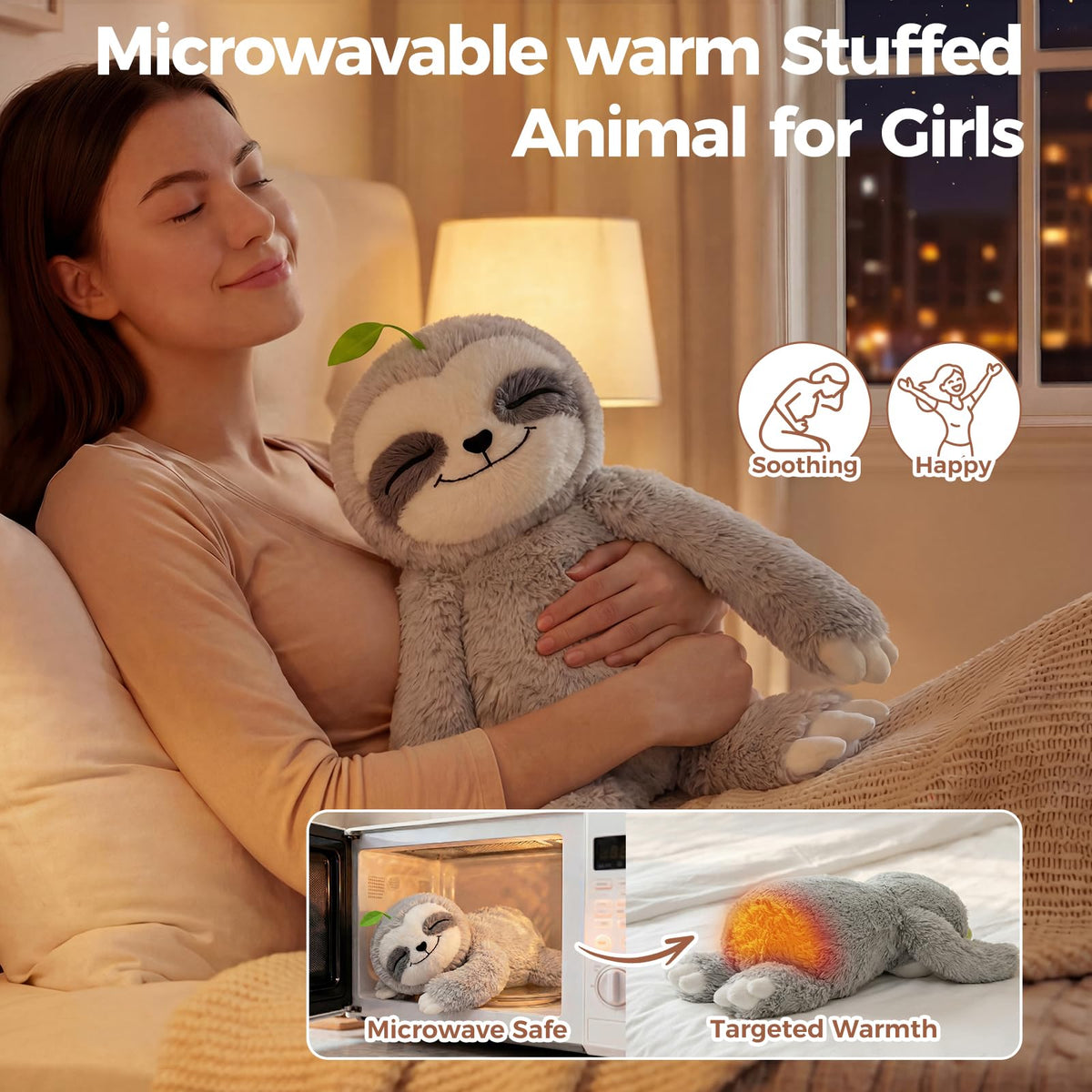 Mewaii Sloth microwave safe design shows easy heating for warmth